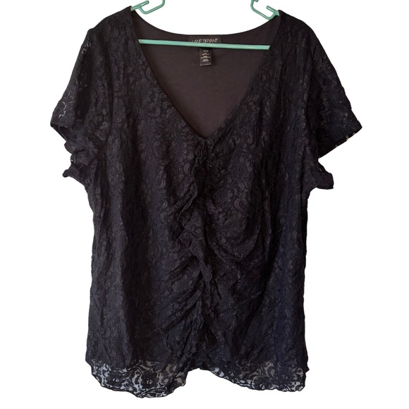 3/$20 Lane Bryant Black Lace V-Neck Blouse - Picture 1 of 3